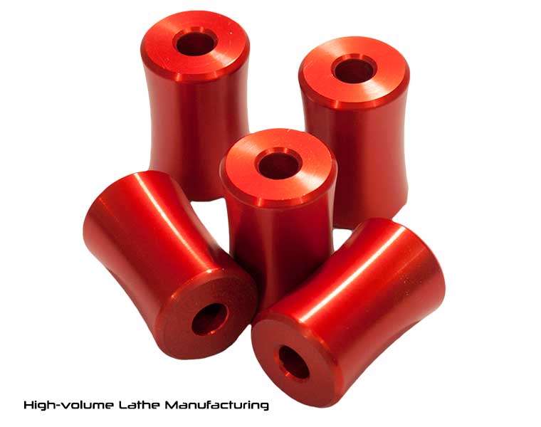 CNC turned standoffs - red anodized